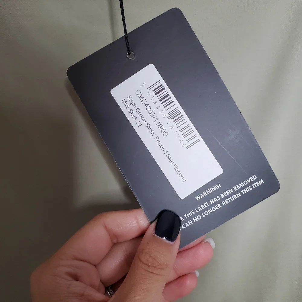 PRETTYLITTLETHING • Sage Green Slinky Second Skin Ruched Mini Skirt NEW Sz 8 - Picture 5 of 7